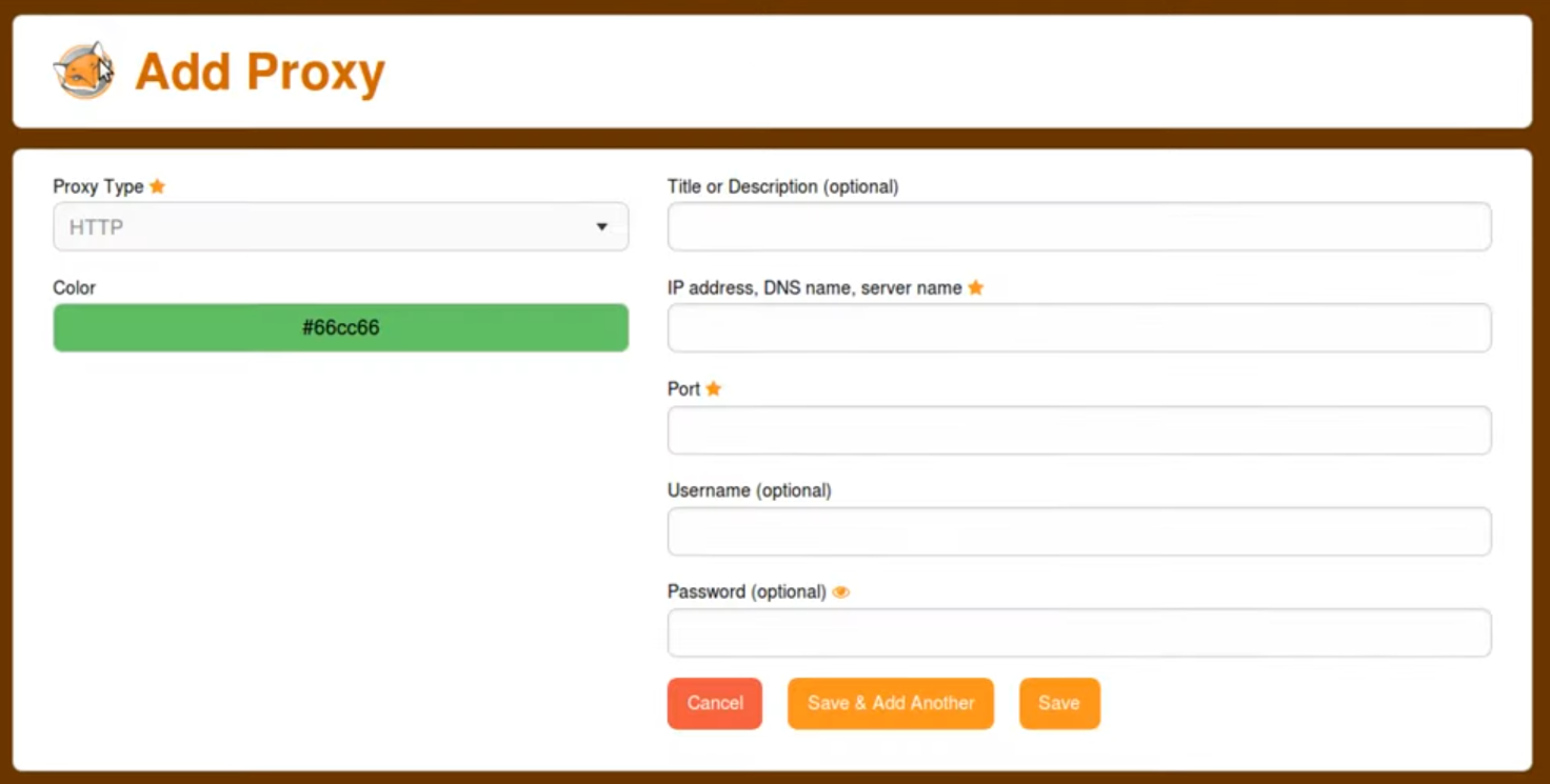 Foxyproxy Proxy setting